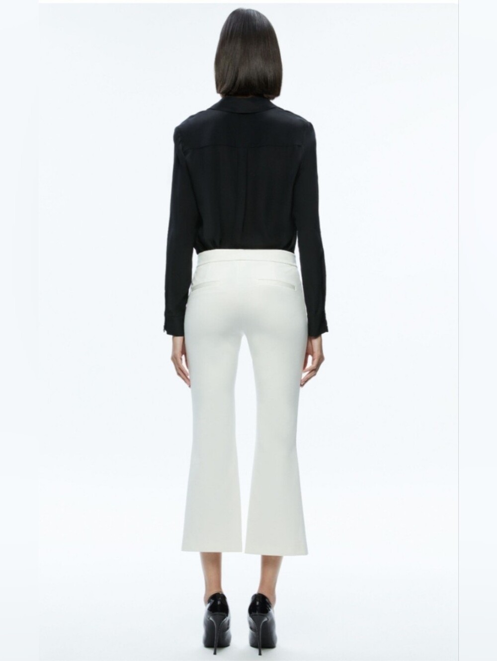Alice + Olivia Walker Off White Slit Hem Cropped Pants size 4 - Picture 12 of 15